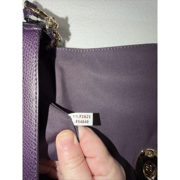 COACH Ruby F54849 Deep Plum Cross Grain Leather Crossbody/Wristlet/Shoulder Bag - Picture 7 of 15